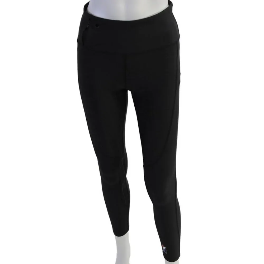 PE Nation Womens Solid Mid-Rise Activewear Leggings Black Size S